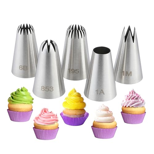 5 Pcs Large Piping Tips Set, Frosting Icing Tip for Decorating Cake Cupcake