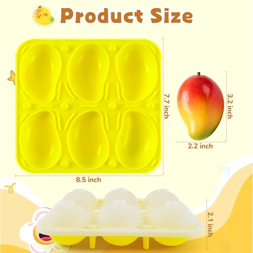 Mango Mold Silicone for Baking Pastry, 6-Cavity Mango Shape Silicone Mold for Baking Pudding, 3D Mango Fruit Molds Silicone for Pastry, Pudding, Chocolate, Candy, Ice Cream - color: 6-Cavity Mango Shape Mold