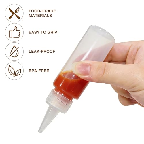 36 Pcs 2 oz Plastic Squeeze Bottles for Condiments,Icing and Crafts