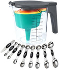 19-Pc Magnetic Measuring Cups and Spoons Set, with Lid, Black - color: 19 Piece - Multicolor set
