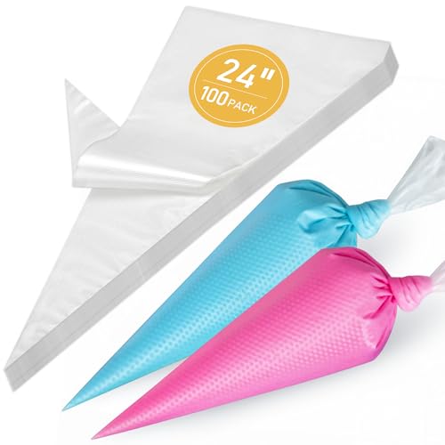 LotFancy 24 Inch Extra Large Piping Bags Disposable, 100pcs Icing Bags - size: 24 inch (Pack of 100)
