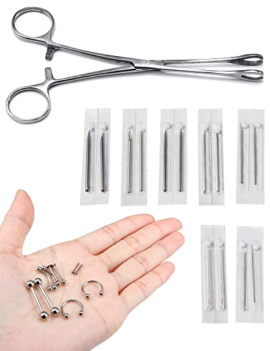 Vsnnsns 9 Style 316L Surgical Steel Body Piercing Tools Kit Piercing Clamps Forceps Use for Nose Septum Lip Tongue Eyebrow Belly Rings Ear Dermal Piercing Jewelry Kit Tools - color: Style 4, Piercing Clamp Forceps