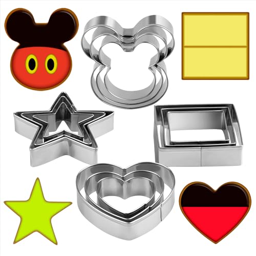 Metal Cookie Cutters Set - Square, Heart, Star - 12Pieces Cookie Cutters - Fruit Cutter, Polymer Clay Cutters Cookie Cutter Set for Kitchen Baking - style: 12 Heart Square Star