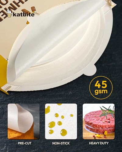 Katbite Unbleached Parchment Paper Rounds, Heavy Duty, White, 6 Inch 200Pcs - color: White, size: 6inch