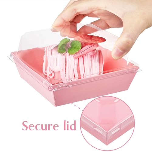 Ocmoiy Small Charcuterie Boxes with Clear Lids, 4 Inches, 50 Pack, Pink - color: Pink
