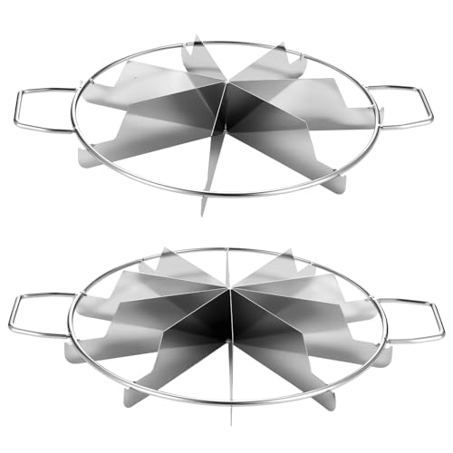 2 PCS Pie Cutter 7 Slice & 10 Slice, Stainless Steel Pizza Divider with Side Handles, Professional Round Pastry Marker for Portion Control, Suitable for Pies Cakes Tarts Desserts - size: 7-Slice and 10-Slice