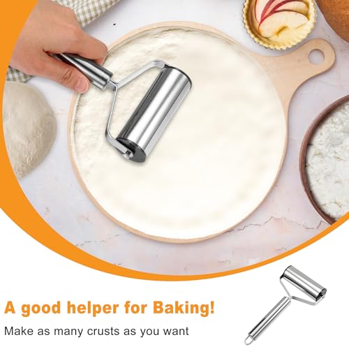 2Pcs Pizza Dough Roller & Dough Docker Kit Stainless Steel Rolling Pin