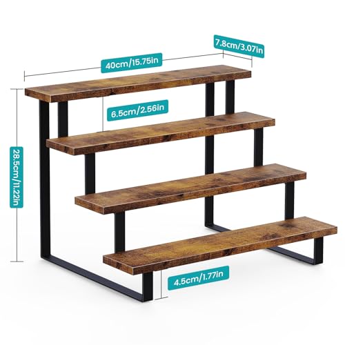 Cupcake Display Stand, 4 Tier Wooden Dessert Stand, Rustic Brown - size: Straight