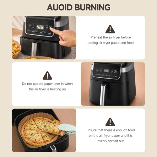 PakTalk Air Fryer Liners Disposable, Round Non-Stick Oil Proof Parchment Paper for Air Fryer Basket, Pre-Cut Bowl Shape Unbleached Food Grade for Oven Microwave Steamer (6.3 inch-50 pack) - size: 6.3 inch-50 pack