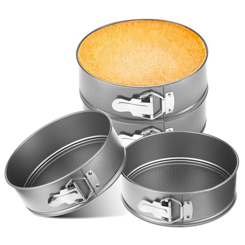 4 Pcs 8 Inch Nonstick Springform Cheesecake Pan with Removable Bottom Gray - color: Gray, size: 8 Inch