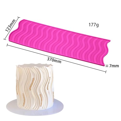 Silicone Texture Cake Wave Border Decor Embossing Mold, Sugarcraft Pastry Fondant Clay Mould Impression Embossed Mat Wedding Cake Decorating Tool DIY (Wave)