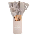 Silicone Cooking Utensils Kitchen Utensil Set - 446°F Heat Resistant Silicone Kitchen Utensils Set, Spatula,Turner Tongs, Spoon, Brush, Whisk,Kitchen Gadgets for Nonstick Cookware, BPA Free (Beige) - color: Beige