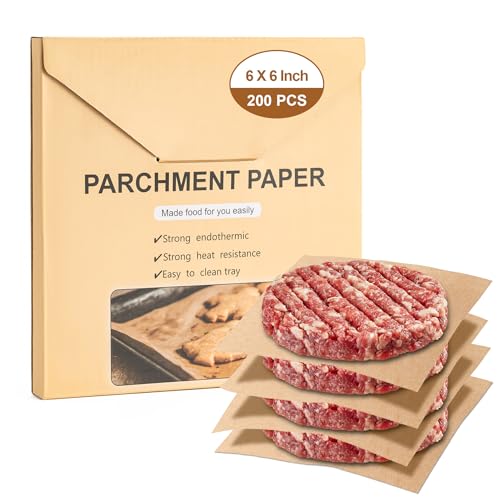 200Pcs Parchment Paper, 6x6 In Non-Stick Precut Parchment Paper Sheets - size: 6x6-200PCS