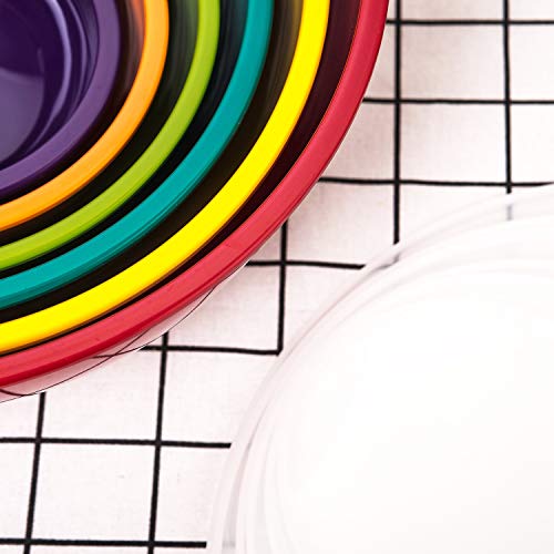 KX-WARE Melamine Mixing Bowls with Lids - 6 Piece Melamine Bowls and 6 Piece Plastic Lids, Multicolor