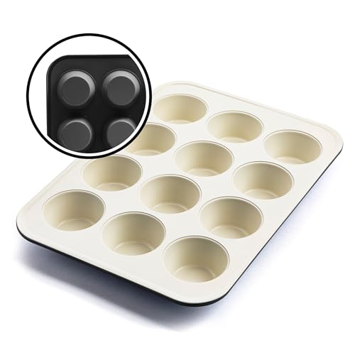 GreenLife 12 Cup Ceramic Nonstick Muffin Pan, Black - color: Black, size: 12 Cup Muffin Pan