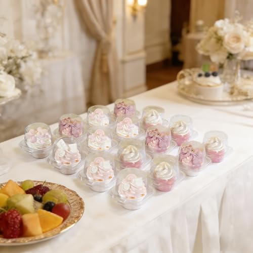 NPLUX 50 Pack Individual Cupcake Containers Plastic Cupcake Boxes Stackable