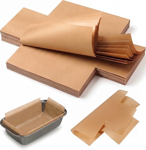 50/100Pcs Mini Loaf Pan Liners for Baking Bread, 6x3in Non-Stick Pre Cut Unbleached Parchment Paper, Disposable Sourdough Loaf Bread Liners for Baking Toast, Cakes, Cookie, Banana, Brown