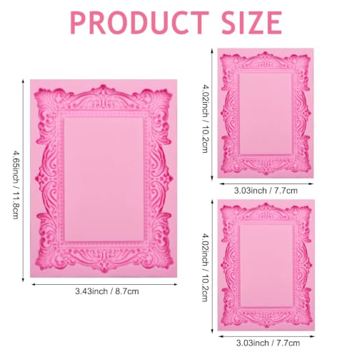 Baroque Silicone Picture Frame Mold for Chocolate & Resin - color: Pink(frame fondant molds-XL448)