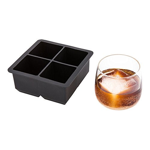 Restaurantware 2-inch Square Ice Tray - Makes 4 Cubes: Perfect for Commercial Bars or Home Use - Constructed from Durable Black Silicone - Dishwasher Safe - 1-CT - size: 2" Cube - 4 Mold