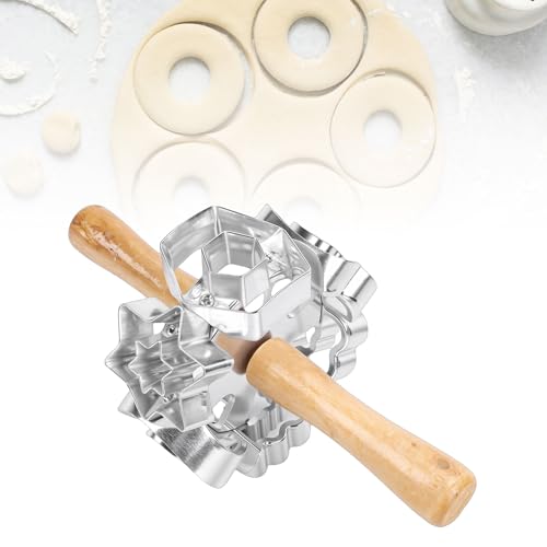 Donut Cutter, 4 Pack Aluminum Alloy and Composite Wood Donut Roller, Professional Baking Tool with Rolling Pin for Baking, Biscuits, Cakes, and Pastries (Style 1) - size: Style 1