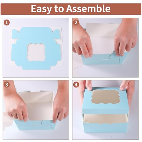 6x6x3 Inches Small Cake Box with Window, Bakery Box, Pastry Boxes, Cookie Boxes, Mini Pie Box for Pastry,Dessert,Strawberries,Chocolates, Cupcakes with paper stickers (Baby Blue/36pcs) - color: Baby Blue/36pcs