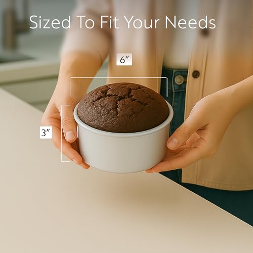 Restaurantware-Met Lux 6 x 3 Inch Straight-Sided Baking Tins, 12 Round Cake Pans - Oven-Ready, Freezable, Anodized Aluminum Round Baking Pans, Greaseproof, For Layer Birthday Cakes - size: 6 x 3 inch (Pack of 12)
