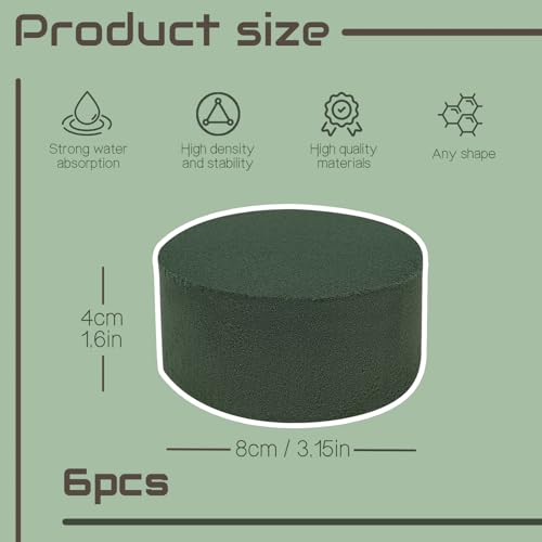 6 Pcs Round Floral Foam 3.2x1.6in Florist Foam for Flower Arrangements - size: 6Pcs-(3.2" x 1.6")