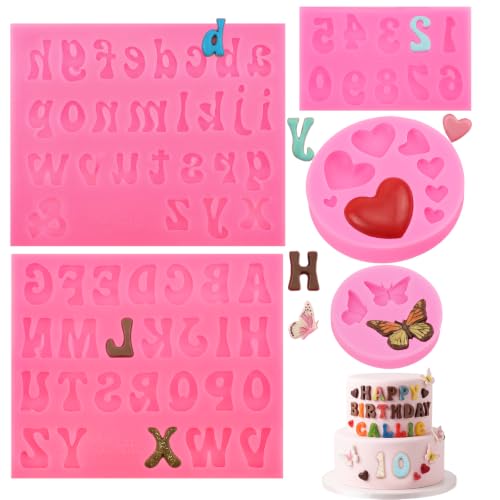 Pimoys 5 Pcs Silicone Letter & Number Molds for Candy Cake Wax - style: Letter&Number
