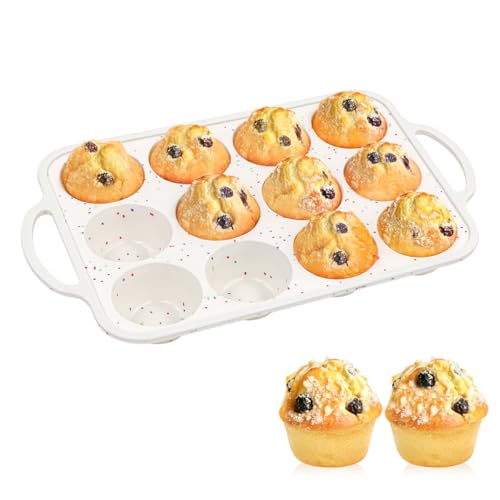 FUNBAKY Silicone Muffin Pan with Metal Frame, Nonstick 12 Cups Regular Size Silicone Muffin Tin for Oven Baking Easy to Move with Handle BPA Free - size: Regular 12-Cup: 1pc