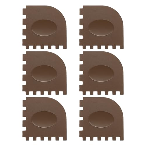 uxcell 6Pcs Serrated Pan Scraper 3.2x3.2Inch Kitchen Pot Scrubber Brown - color: Brown, size: 3.2x3.2Inch
