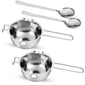 2Pcs 600ml/20oz Stainless Steel Double Boiler Pot with 2 Metal Spoon, Chocolate Melting Pot for Melting Chocolate Butter Cheese Candle and Wax Making Kit Double Spouts - size: b. 600ml/20oz