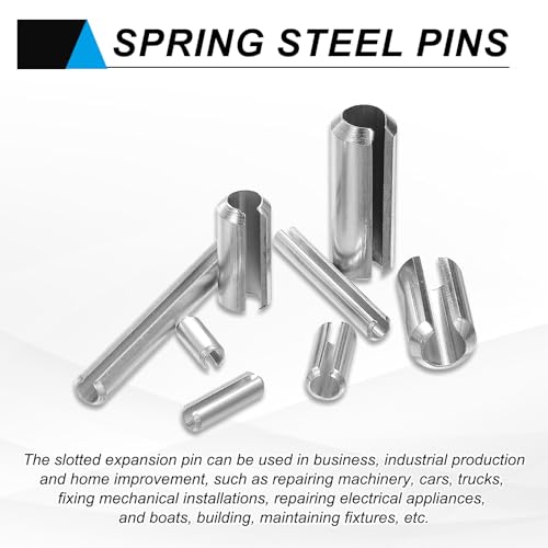 MECCANIXITY 6Pcs Slotted Split Roll Pins 2/5 Inch(10mm) Dia. 4/5 Inch(20mm) Length Steel Spring Tension Expansion Dowels for Secure Fastening, Silver - size: 2/5 Inch(10mm) Dia. 4/5 Inch(20mm) Length
