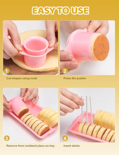 WDAHDHP Cake Pop Cutter Set, Pink Cake Pop Mold with 9 Inch Tray - color: Pink (A)