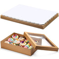 Sinload 10 Pcs 1/4 Sheet Cake Box with Window & Board, Brown, 14x10x4 Inch - color: Brown, size: 14x10x4 Inch