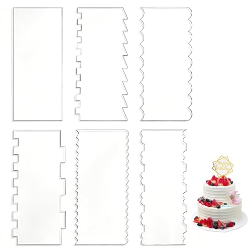 6 Pieces Clear Acrylic Cake Scraper - size: 10cm&8.5cm