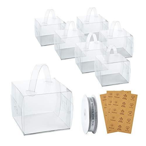 BURLIHOME 5x5x4 Bakery Boxes with Cake Boards,Clear Bakery Carrier,25 Pcs - size: 5x5x4 Inch