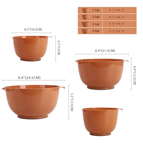 BoxedHome 4.5qt Mixing Bowls Set of 4 - color: Brownish Orange