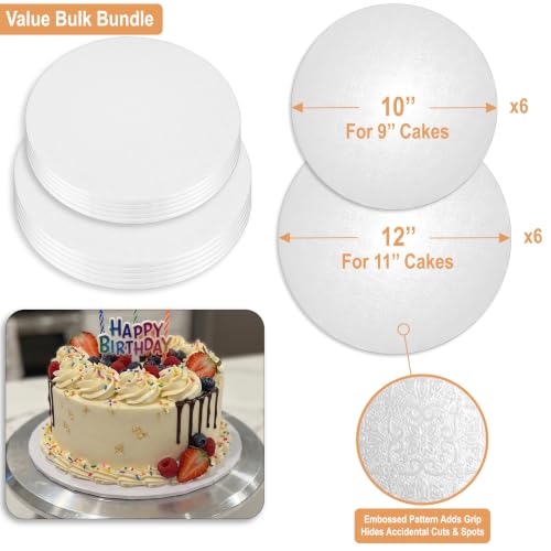 1/4" Cake Drum 10 + 12 Inch (6 Pack Per Size) Value Bundle - size: 10" + 12" (12 Pack)