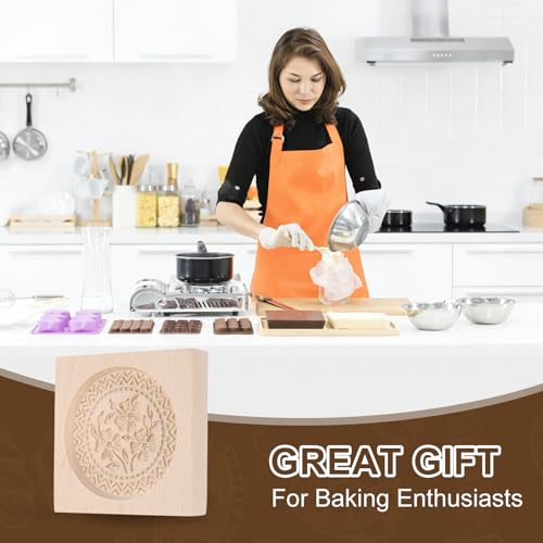 uxcell Cookie Stamp Wooden Cookie Cutter Baking Tools Four-Leaf