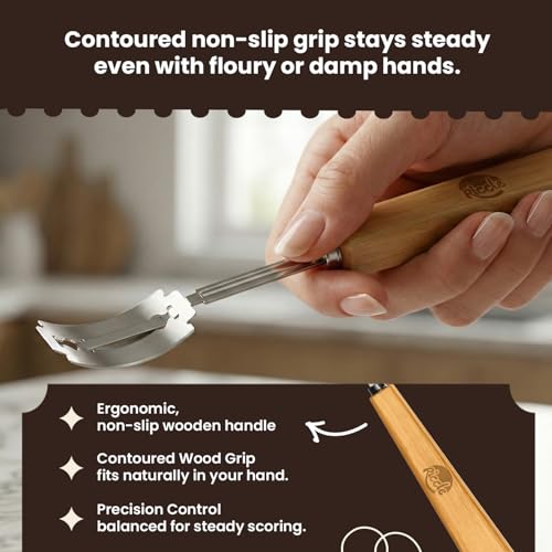 RICCLE Bread Lame, Sourdough Scoring Tool, Bread Scoring Tool, 10-Blade Set (Beige) - color: Beige
