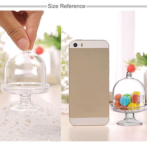 Okllen 36 Pack Mini Cake Plate with Lid, Plastic Cupcake Stand Dome Cover, Clear Small Cake Display Stand for Chocolate, Dessert, Wedding, Birthday, Baby Shower, Tea Party Supplies