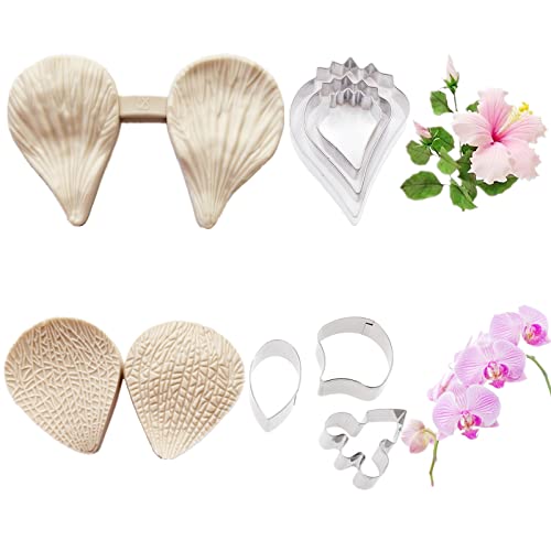 12set Gumpaste Flower Silicone Veiner Molds and Stainless Steel Cutter Set