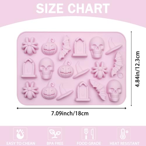 2pcs Halloween Silicone Molds for Chocolate, Jelly, Candy, Dessert - color: Purple(18 cavity)-R0269