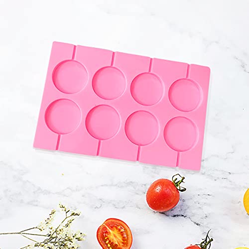 8-Capacity Large Silicone Lollipop Molds, Chocolate Hard Candy Mold with 60pcs Sucker Sticks, Candy Treat Bags, Gold Ties. Great for Sucker, Hard Candy, Lollipop, Cake pop (Large Round) - style: Large Round