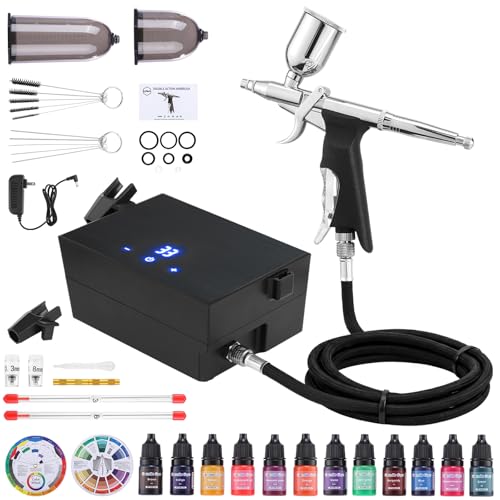 Airbrush Kit With Compressor, 40 Psi, 3 Nozzles, 10 Paints