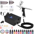 Airbrush Kit With Compressor, 40 Psi, 3 Nozzles, 10 Paints