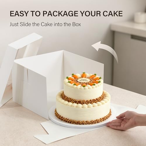 Kootek 4 Pack Cake Boxes 12 inch, 12x12x8 Tall Cake Box with Clear Window - size: 12x12x8 in