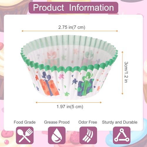 HARFINGTON 100 Count Cupcake Liners Cupcake Cups Gift Box - color: White Green