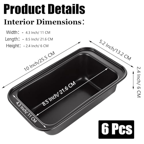 QTLCOHD 6 Pack 8" x 4" Loaf Pan for Baking Homemade Bread