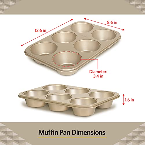 Glad Jumbo Muffin Pan Nonstick - Heavy Duty Metal Cupcake Tin with Large Baking Cups, Jumbo 6-Cup - size: Jumbo 6-Cup